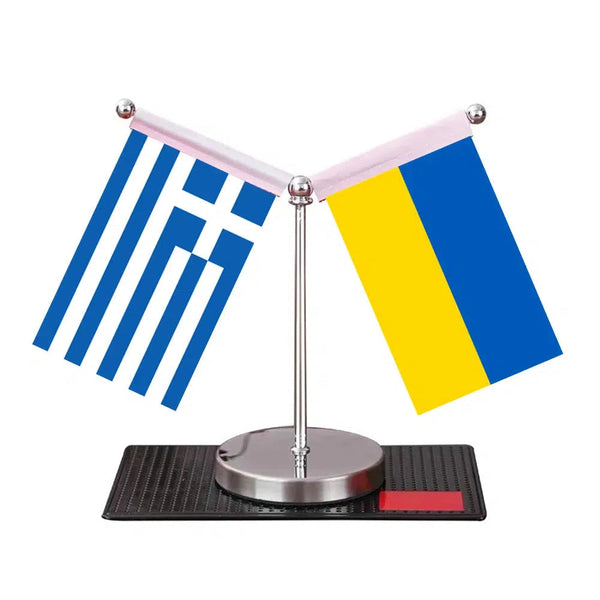 Greece Ukraine Desk Flag - Custom Table Flags (Mini)