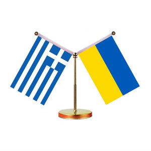 Greece Ukraine Desk Flag - Custom Table Flags (Mini)