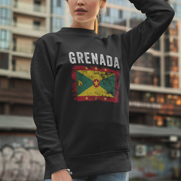 Grenada Flag Distressed - Grenadian Flag Sweatshirt