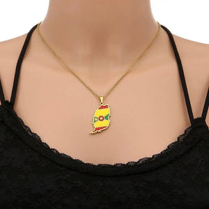 Grenada Flag Map Necklace