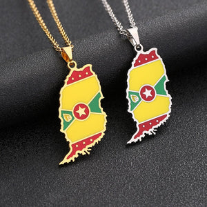 Grenada Flag Map Necklace