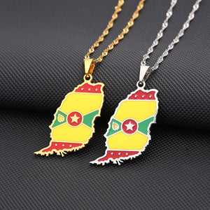 Grenada Flag Map Necklace