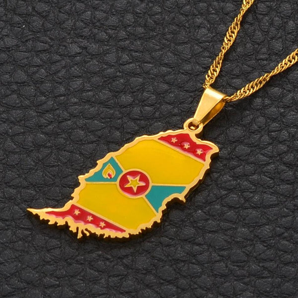 Grenada Flag Map Necklace