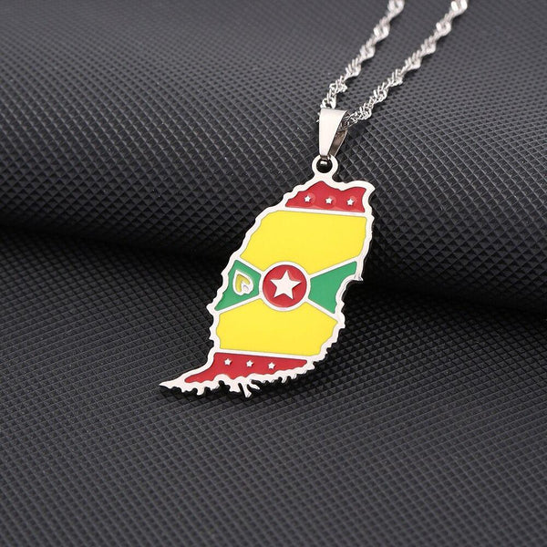 Grenada Flag Map Necklace