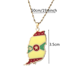 Grenada Flag Map Necklace