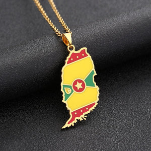 Grenada Flag Map Necklace