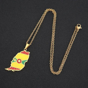 Grenada Flag Map Necklace