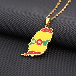 Grenada Flag Map Necklace