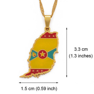 Grenada Flag Map Necklace