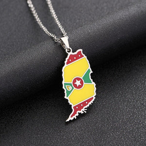 Grenada Flag Map Necklace