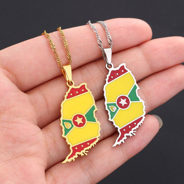 Grenada Flag Map Necklace