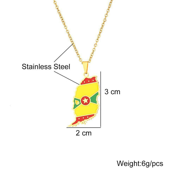 Grenada Flag Map Necklace