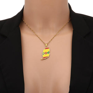 Grenada Flag Map Necklace