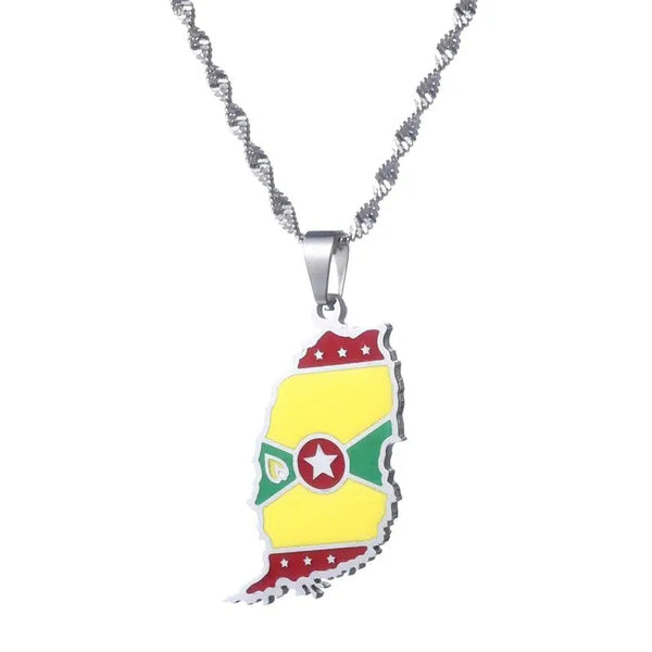 Grenada Flag Map Necklace