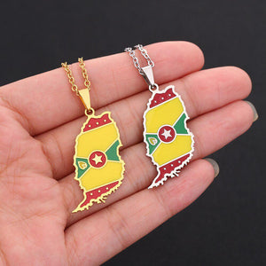 Grenada Flag Map Necklace