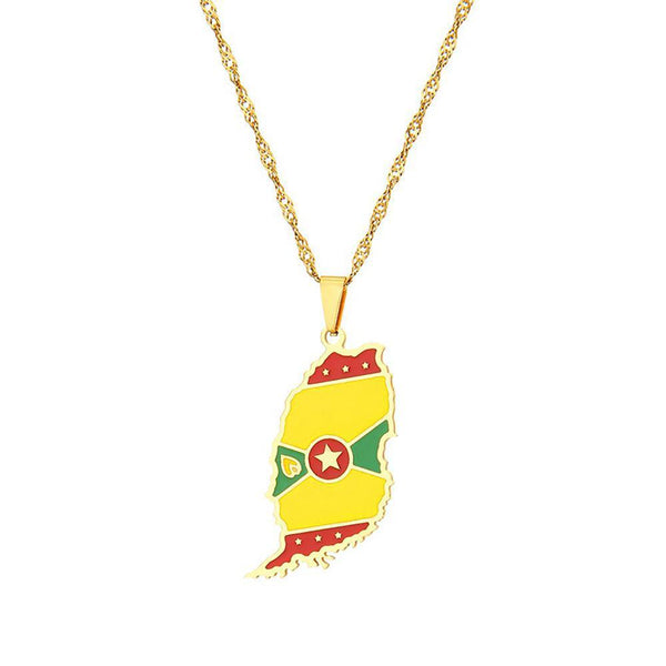 Grenada Flag Map Necklace