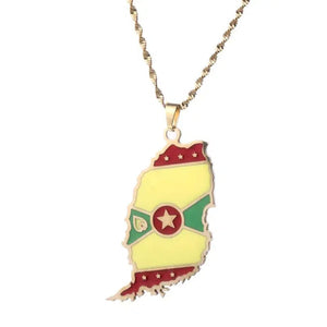 Grenada Flag Map Necklace