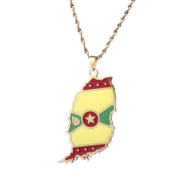 Grenada Flag Map Necklace