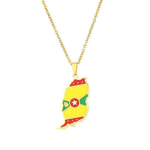 Grenada Flag Map Necklace