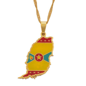 Grenada Flag Map Necklace