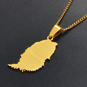 Grenada Map Necklace