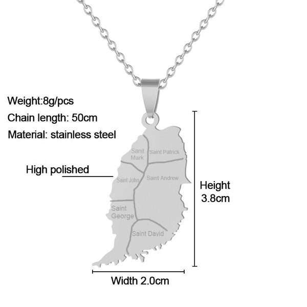 Grenada Map Necklace