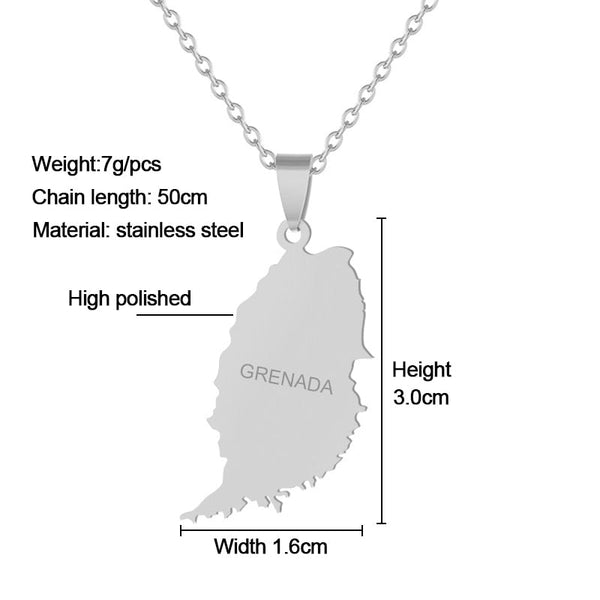 Grenada Map Necklace