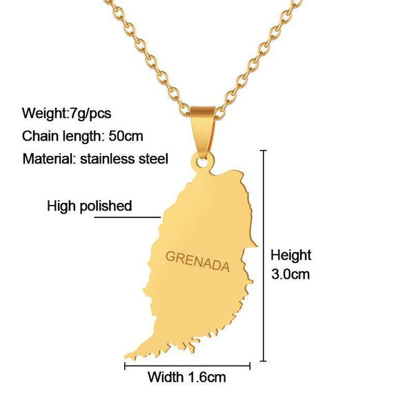 Grenada Map Necklace