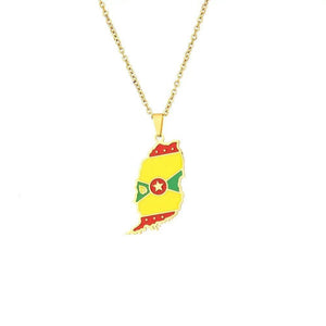 Grenada Flag Map Necklace