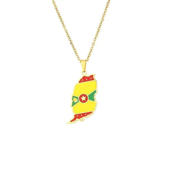Grenada Flag Map Necklace