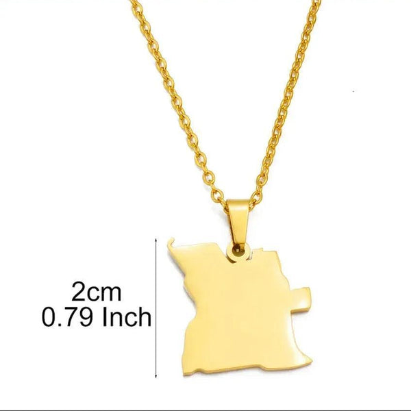 Guadeloupe, Congo, Morocco, Angola, Martinique Map Necklace