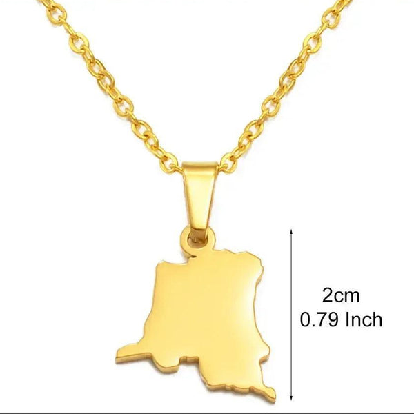 Guadeloupe, Congo, Morocco, Angola, Martinique Map Necklace