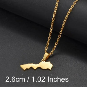 Guadeloupe, Congo, Morocco, Angola, Martinique Map Necklace