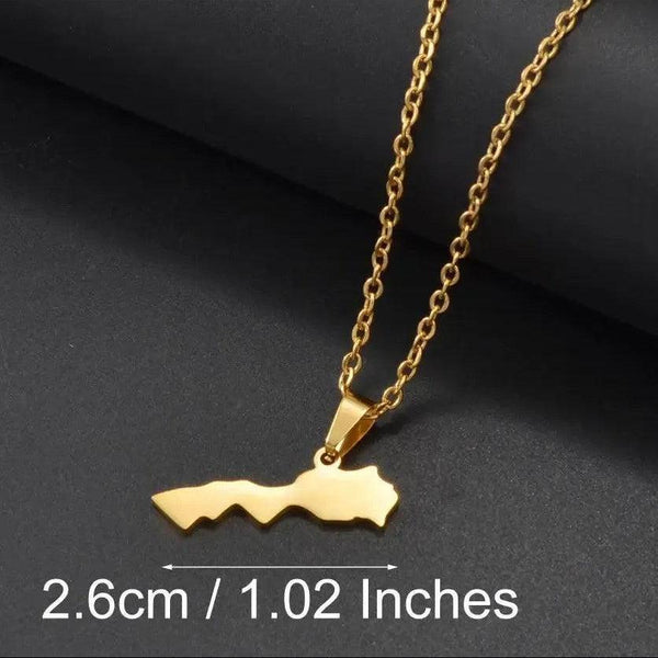 Guadeloupe, Congo, Morocco, Angola, Martinique Map Necklace