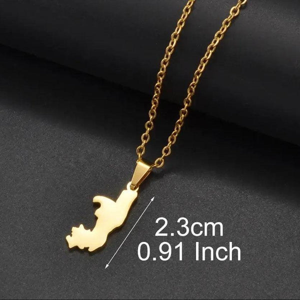 Guadeloupe, Congo, Morocco, Angola, Martinique Map Necklace