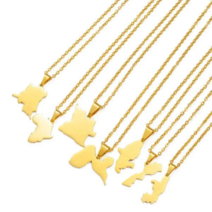 Guadeloupe, Congo, Morocco, Angola, Martinique Map Necklace