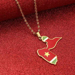 Guadeloupe Flag Map Necklace