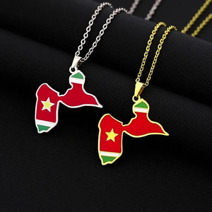 Guadeloupe Flag Map Necklace