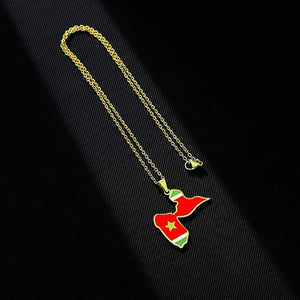 Guadeloupe Flag Map Necklace