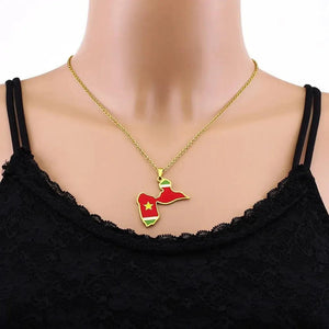 Guadeloupe Flag Map Necklace