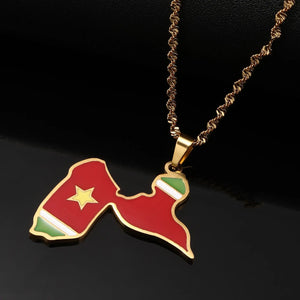 Guadeloupe Flag Map Necklace