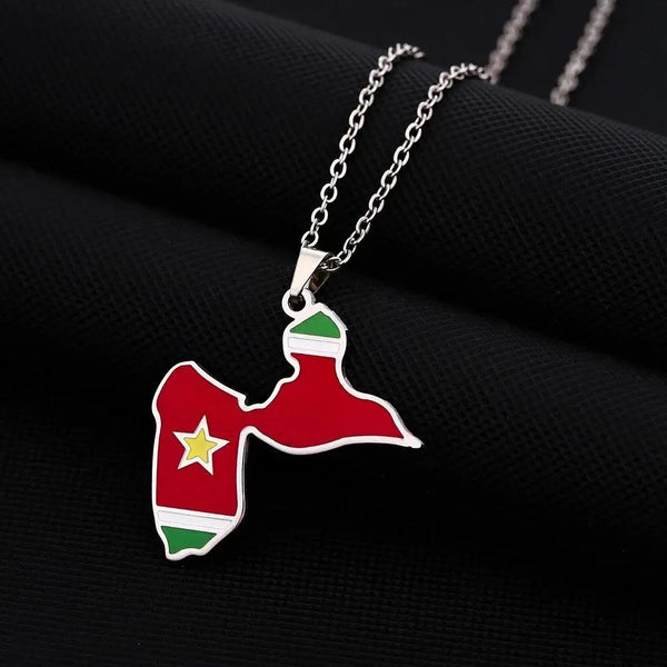 Guadeloupe Flag Map Necklace