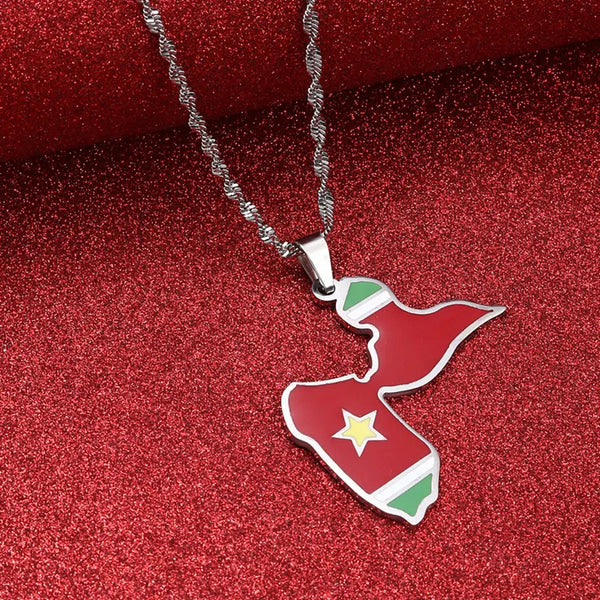 Guadeloupe Flag Map Necklace