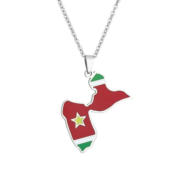 Guadeloupe Flag Map Necklace
