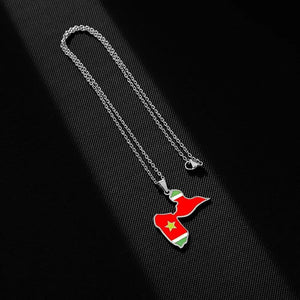 Guadeloupe Flag Map Necklace