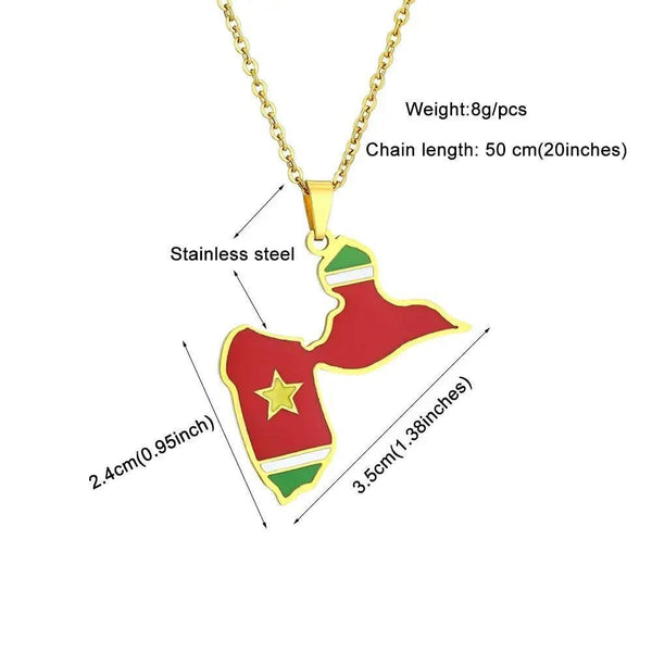 Guadeloupe Flag Map Necklace