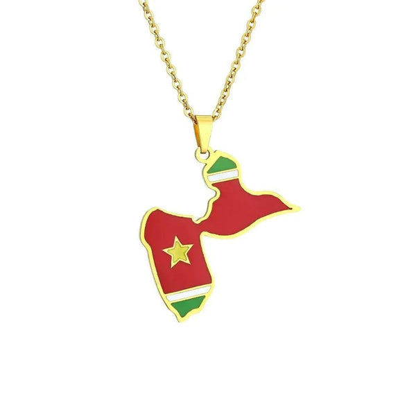 Guadeloupe Flag Map Necklace