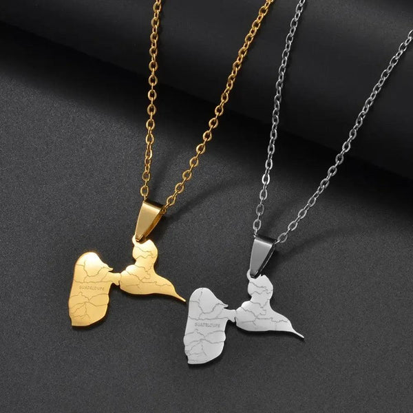 Guadeloupe Map Necklace