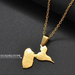 Guadeloupe Map Necklace