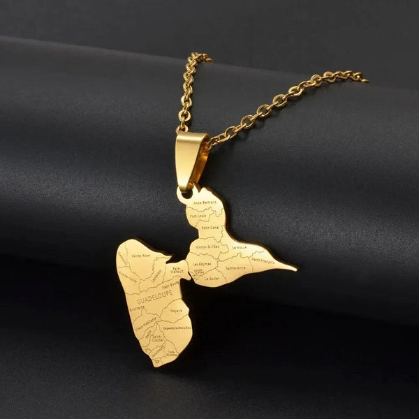 Guadeloupe Map Necklace